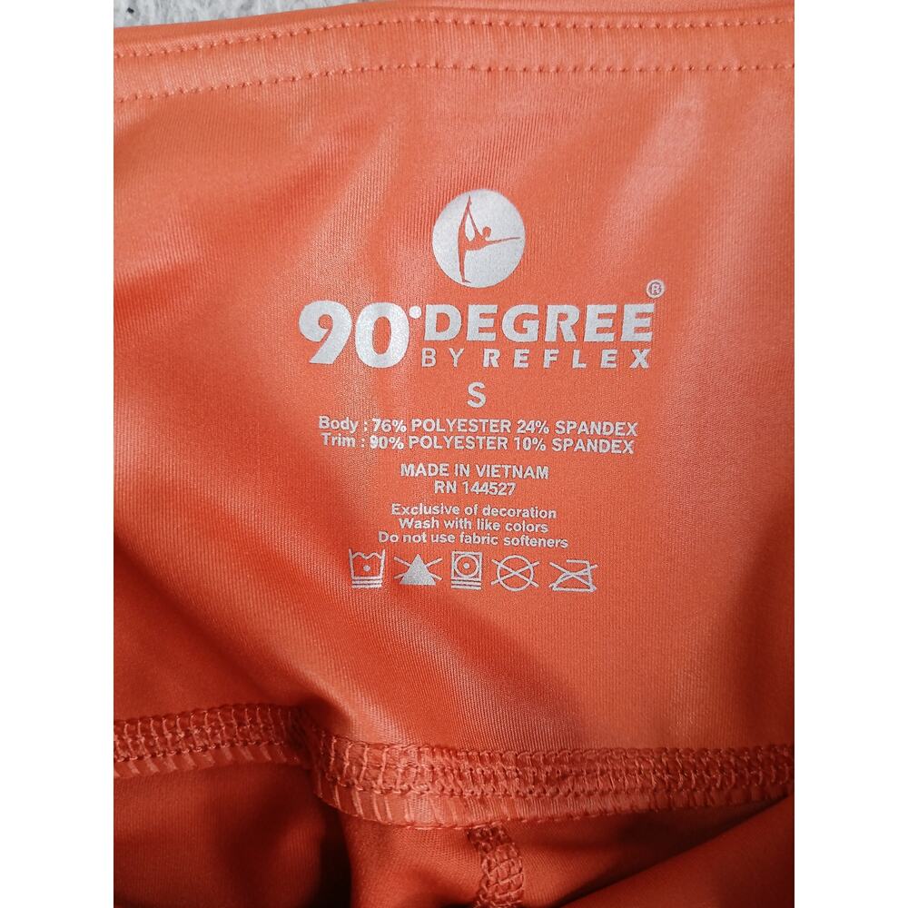 90 Degree By Reflex Leggings Womens Small Orange Stretch Shine Athletic NWT - Picture 2 of 8